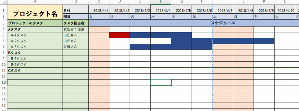 Excelでタスク 進捗管理表を簡単 シンプルに作成する方法 ガントチャート U Note ユーノート 仕事を楽しく 毎日をかっこ良く