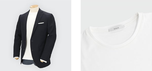 ジャケットに合わせた設計だから、一枚でもサマになる！SOLVEの「仕事Tシャツ（長袖）」発売中